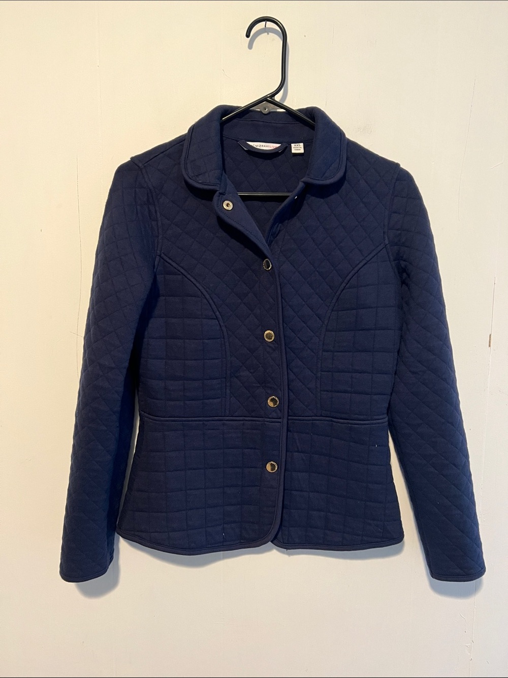 Isaac Mizrahi Quilted Navy Jacket with Gold Buttons Size XXS 0923263